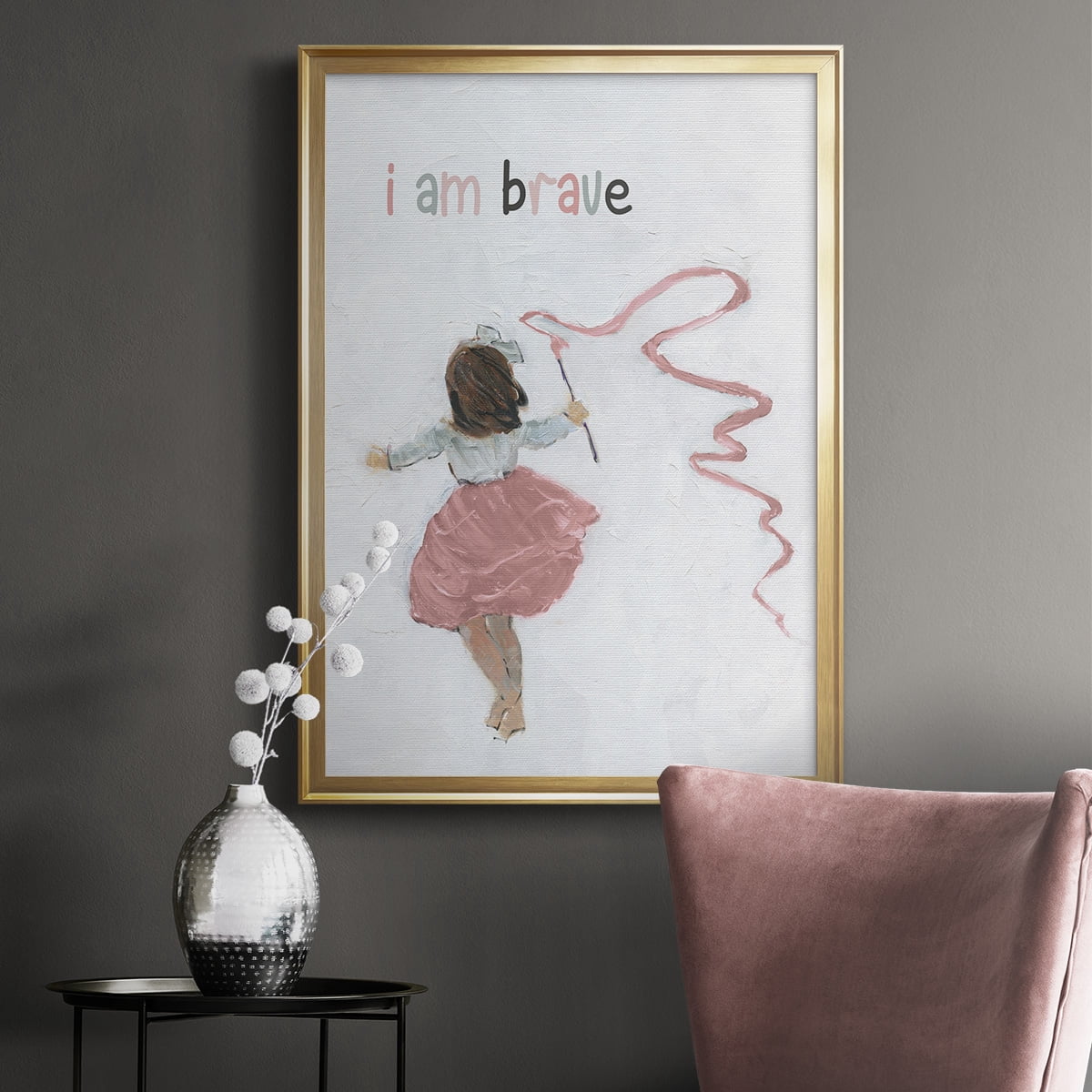 Girl Catching Wind Premium Framed Print - Ready to Hang