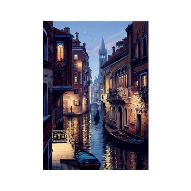 Tissue Box Cover Boats Bridge and Reflection in Venice