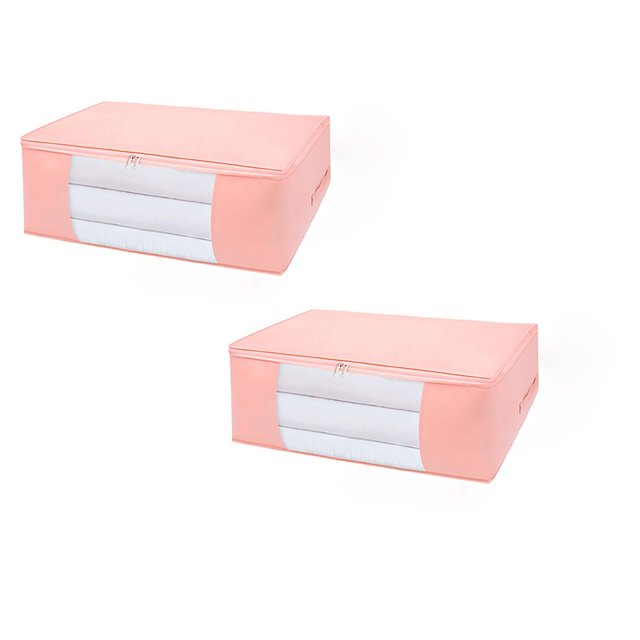 Oleegame 2PC Storage Clothing Bags Storage Containers Clothes Organizer With Reinforced Handle Sturdy Woven Fabric For Blankets Bedding With Zipper