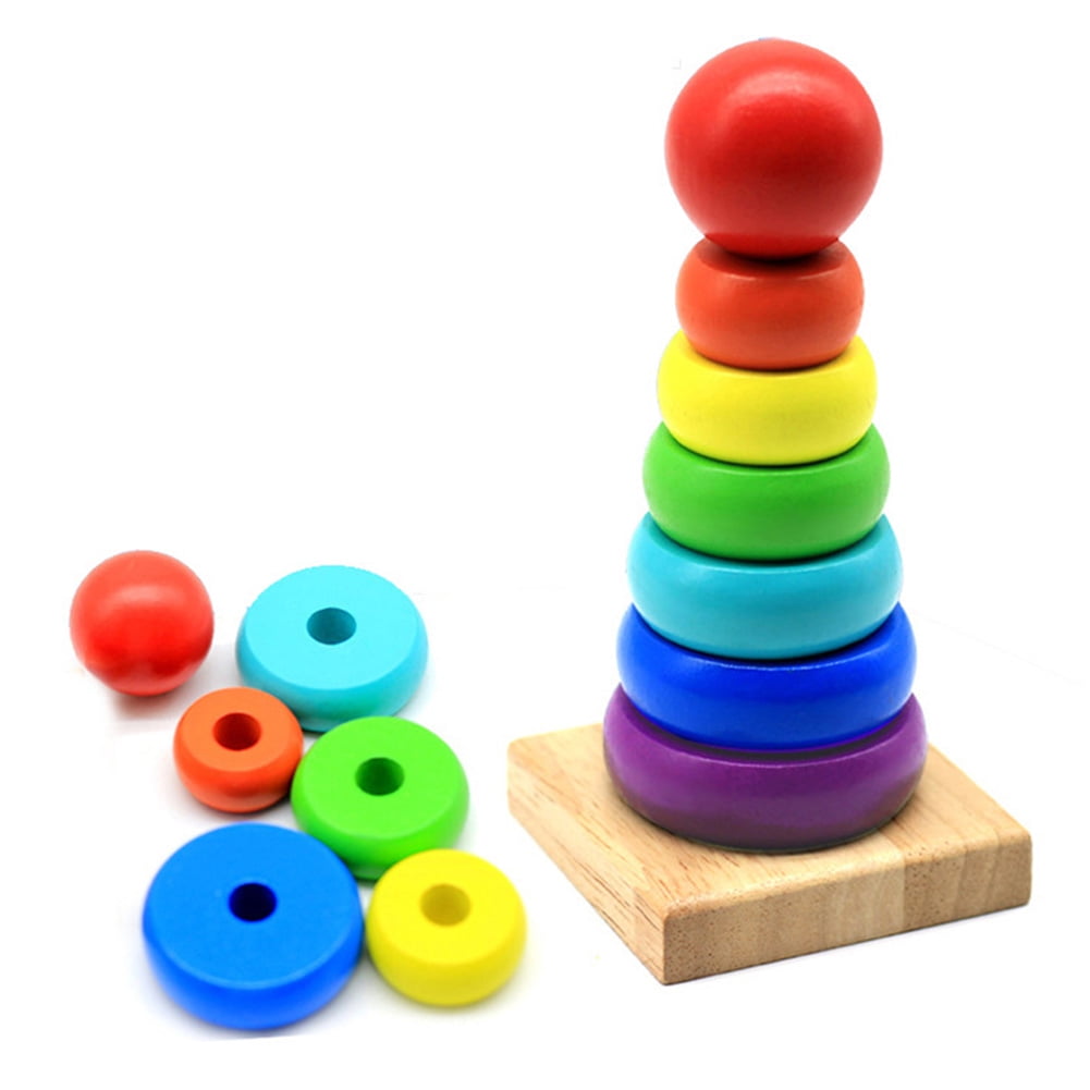 TickiT-73977 Rainbow Wooden Rings - Set of 21 - 3 Sizes - Counting and  Sorting Rings - Loose Parts Wooden Toy for Babies and Toddlers 10m+ -  Inspire
