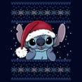 thumbnail image 2 of Disney Mens Lilo  Stitch Holiday Stitch Wearing Santa Hat T-Shirt X-Large Navy Blue, 2 of 5