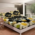 thumbnail image 3 of Erosebridal Honey Bee King Bed Sheets Set,Spring Daisy Flowers Sheet Set,Cute Bees Bedding Set,Black Grey Buffalo Plaid Flat Fitted Sheet,Nature Floral Top Sheet,4 Pcs, 3 of 5