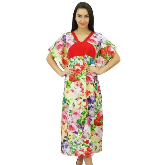 Bimba Womens Floral Rayon Kaftan Long Maxi Caftan Dress Night Wear Coverup