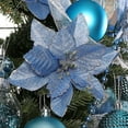 thumbnail image 4 of Flores De Pascua De Navidad 30 Piezas Adornos De Árbol De Navidad De Pascua Con Purpurina Flores Artificiales Para Árbol De Navidad 13 Cm-Azul, 4 of 5