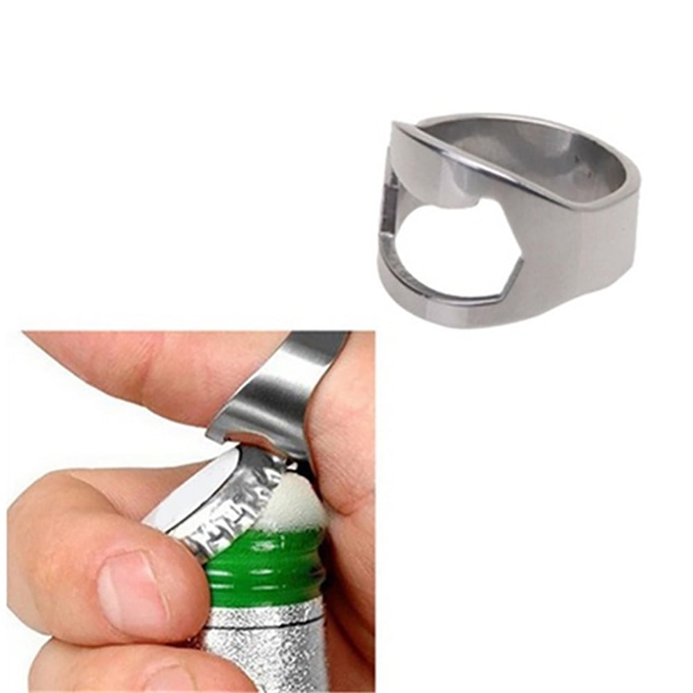 1 Key Opener Bottle Openers 2 pc Ring Finger silver beer bar stainless steel 