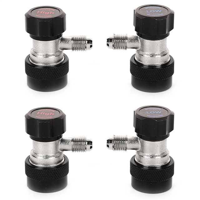 4x R134A A/C AC Compressor R-134A Manual Quick Coupler Adapter Air Condition 1/4 SAE Connectors Accessories