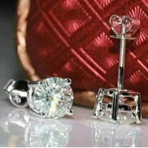 Women's 14K White Gold Plated 2 Ct Round Cut Lab Created Diamond Stud Earrings Sterling Silver