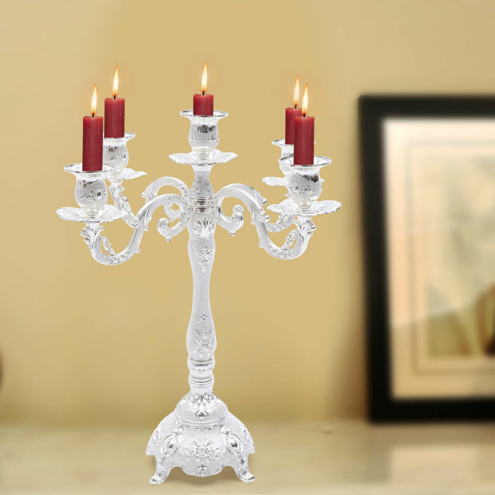 5 Arms Alloy Candle Metal Crafts Candelabra Holder Stand Wedding Decor Party 