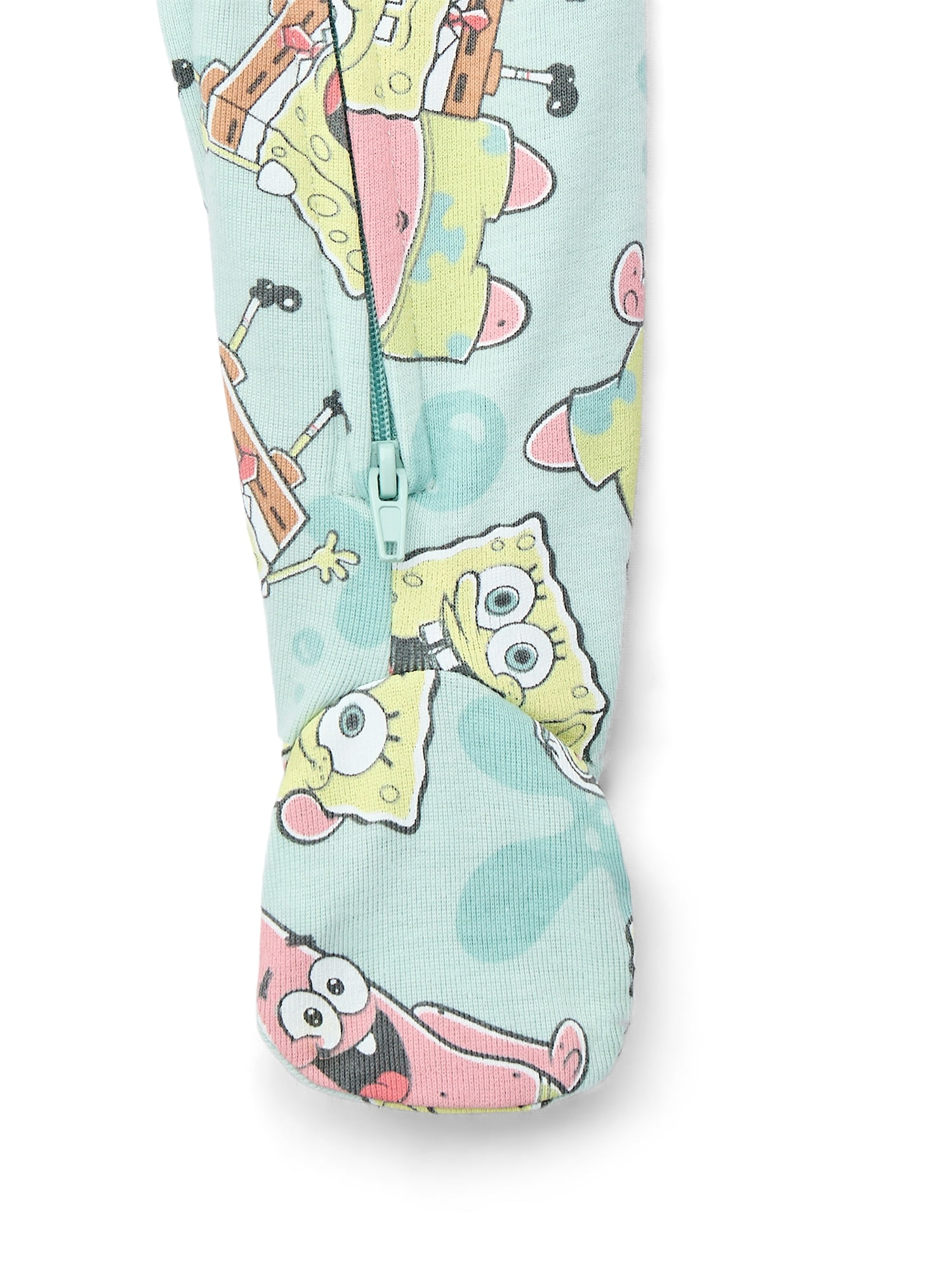 SpongeBob SquarePants Baby Boys or Girls Two-Way Zip Front Footed Pajama One-Piece, Sizes 0-6/9M