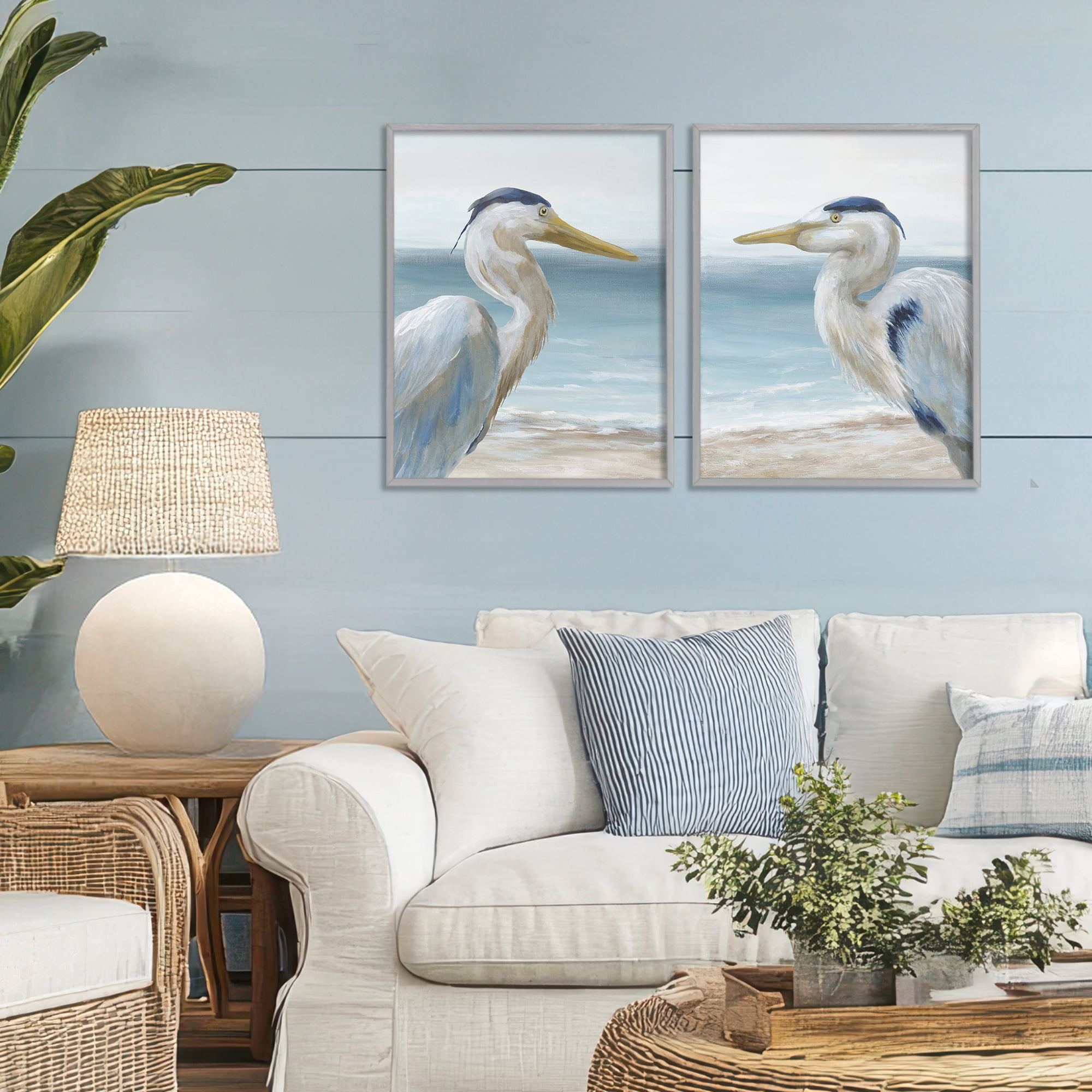 Stupell Industries Tranquil Gaze Herons 2 Piece Gray Framed Giclee Art Set, design by Nan