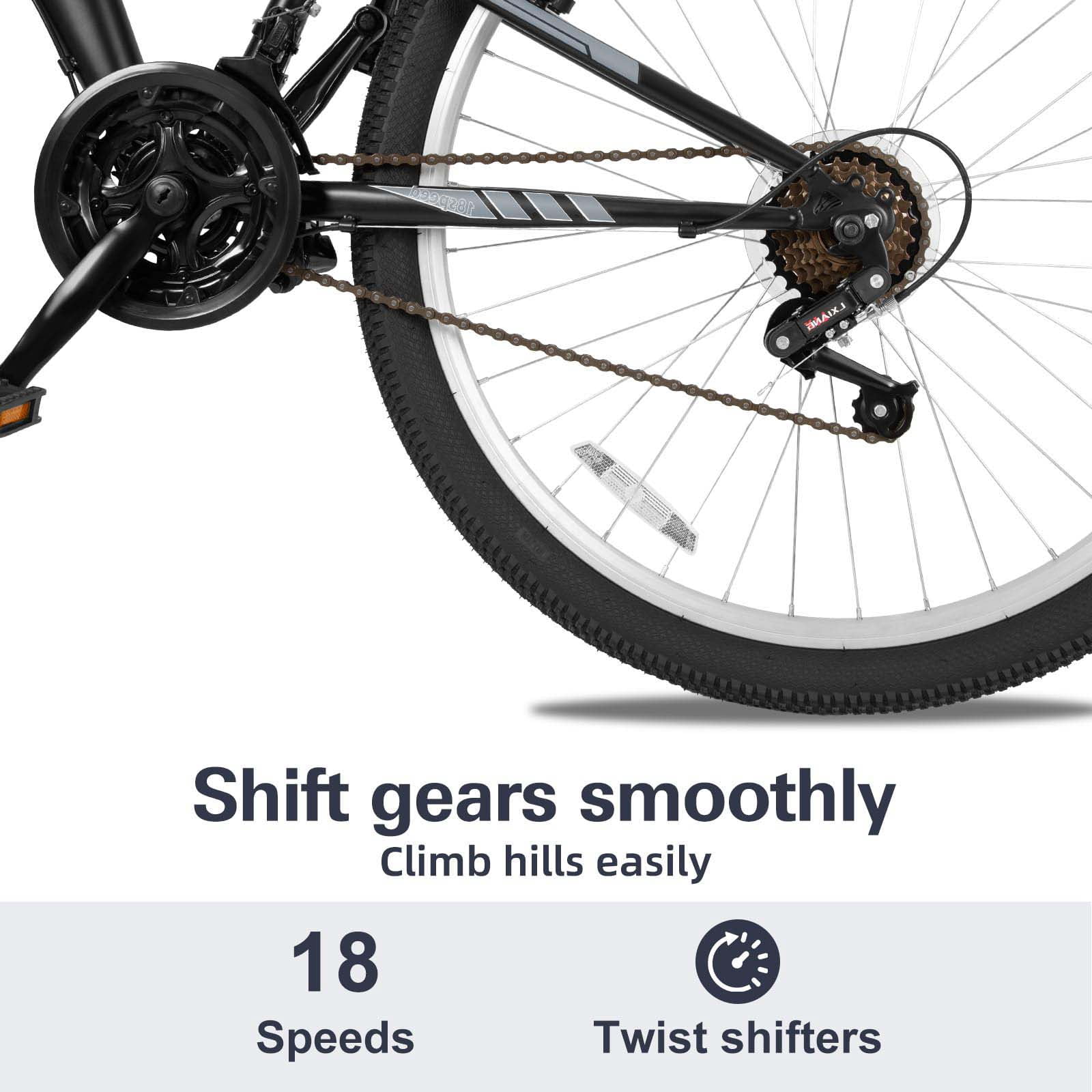 Hykolity Mountain Bike 27.5 Inch MTB Sport Shocker Bicycle 18 Speed Full-Suspension Outdoor Cycling for Adult Men Woman