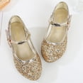 thumbnail image 4 of Miluxas Girls Sequin Dress Shoes Mary Jane Heels Princess Wedding Party Pumps Gold 13 Years, 4 of 5