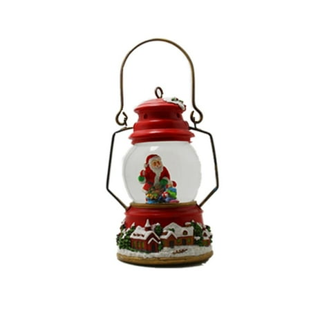 Lightahead® 80MM Santa with Children Lamp Water Globe with LED Lights and Music playing Waterball Lantern Table Top Decoration (RED)