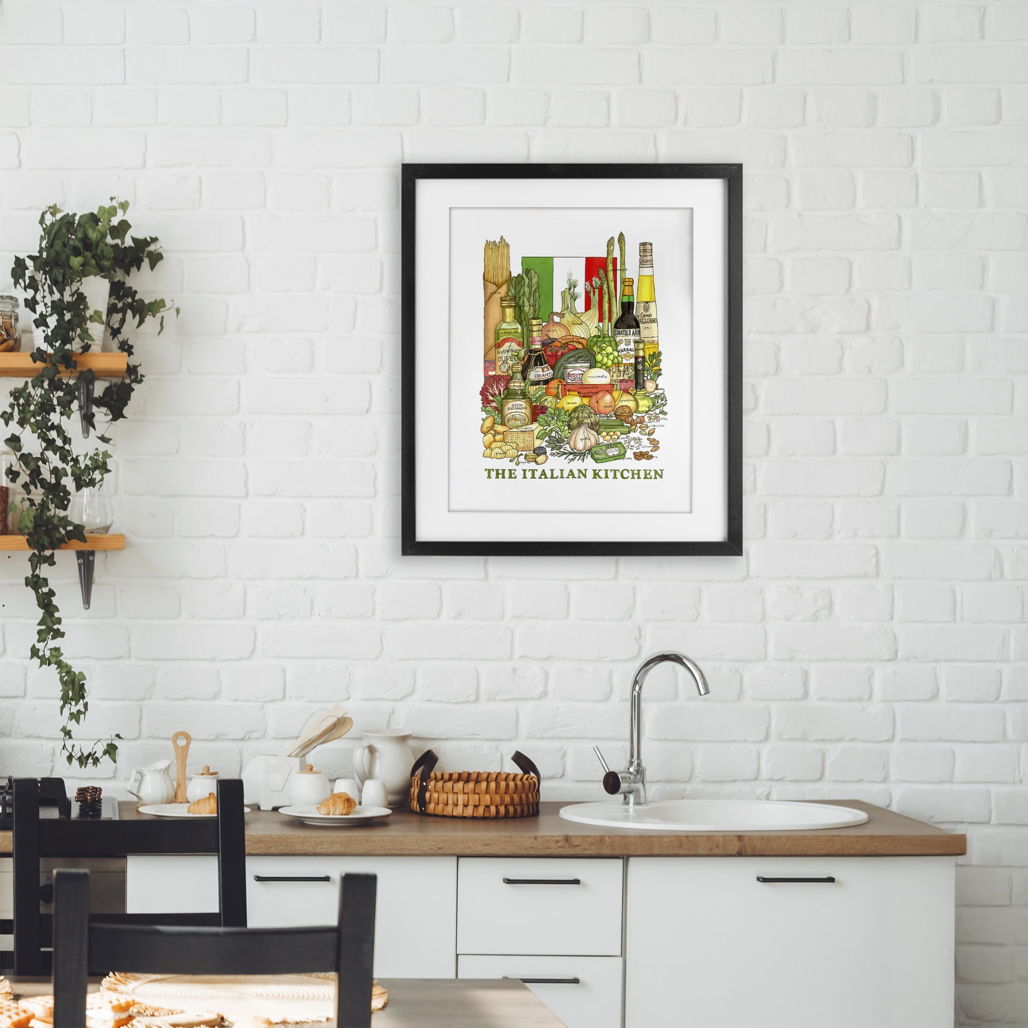 Stupell Industries Italian Kitchen and Food Black Framed Print Under Glass, design by Nancy Overton
