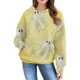 thumbnail image 4 of YunPes Unisex Kids Hoodie Boys Girls Waffle Textured Sweatshirt Cute Ghost Print Long Sleeve Hooded Pullover Spring Fall Clothes, 4 of 7
