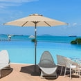 thumbnail image 3 of Patiokingdom 9 ft Outdoor Patio Umbrella with Crank Lift, Beige , Fade-Resistant Market Umbrella for Garden, Deck, Poolside, 3 of 6