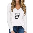 thumbnail image 2 of Love Heart Print T Shirt Women Funny Valentine's Day V Neck Tee Shirt Love Heart Graphic Long Sleeve Tops Gifts, 2 of 5