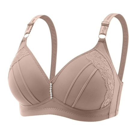 YYDGH Women s Push-up Bra Clearance Solid Color Lace Bras Underwear Comfortable Bralette Bras Coffee 3XL