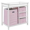 Costway Pink Infant Baby Changing Table w/3 Basket Hamper Diaper Storage Nursery