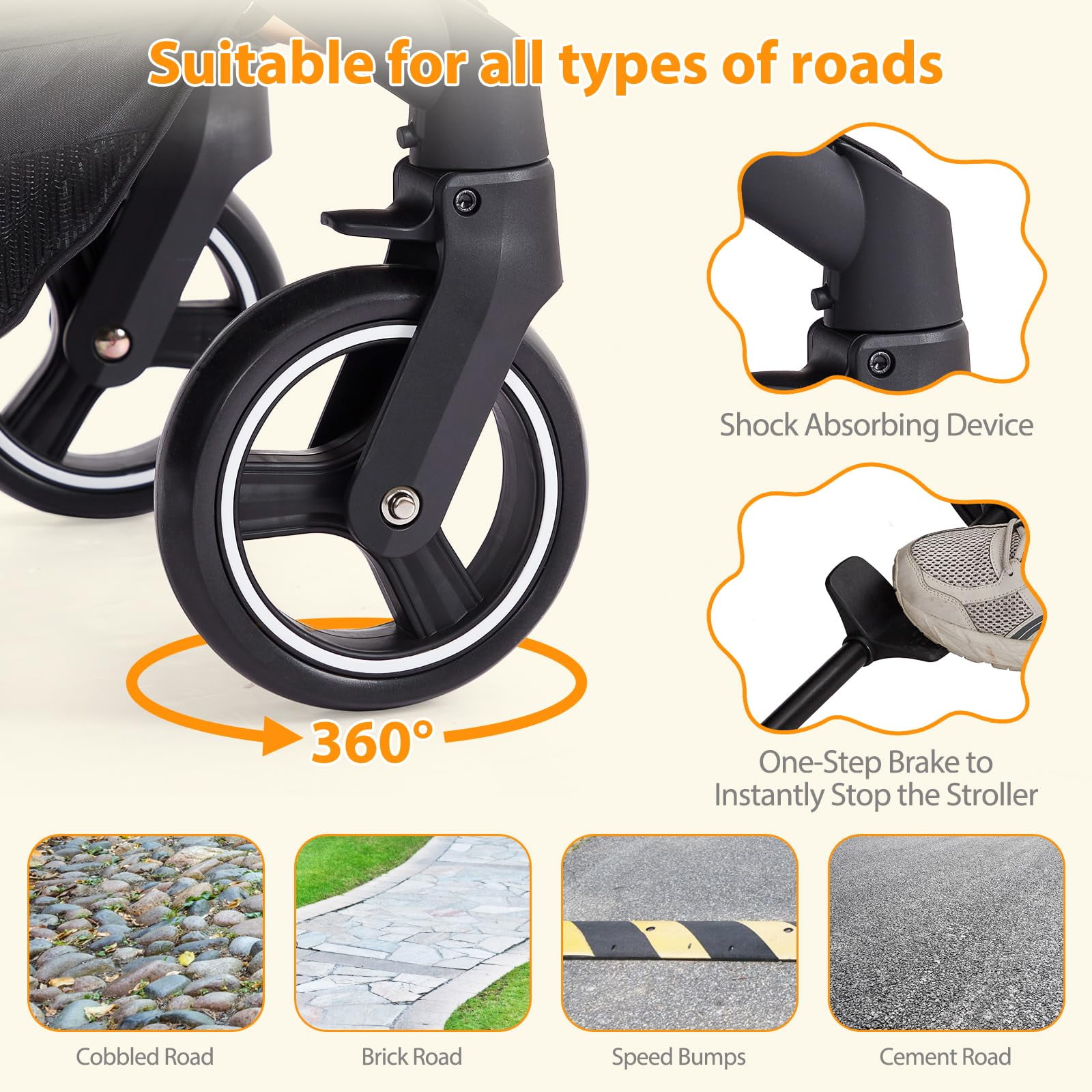 2024 New Convertible Baby Stroller, 3 in 1 Reversible Bassinet Stroller for Newborn, Toddler, High Landscape Foldable Pram with Adjustable Backrest and Canopy, Windproof Foot Cover, 5-Point Harness