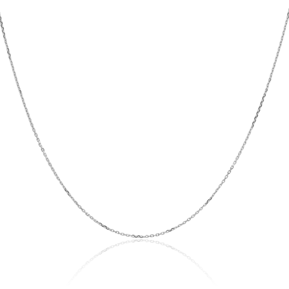 14K Solid White Gold 0.85mm Cable Rolo Link Chain Belcher Necklace