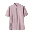thumbnail image 1 of Camisa de Botón de Manga Corta de los Hombres, Holiday Casual Color Sólido, Camisa de Bolsillo de Cuello de Pie, 1 of 9