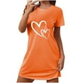 thumbnail image 2 of Royisotas Womens Nightgowns Short Sleeve Sleepshirts Plus Size Print Orange Casual Nightshirts for Ladies Crewneck, 2 of 4