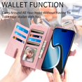 thumbnail image 6 of Case for iPhone 14 Case & iPhone 13 Case Wallet Case Zipper Pocket with Card Holder Slot Magnetic Closure Lanyard Flip Cover, Pink, 6 of 6
