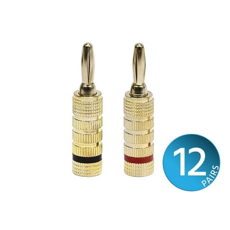 UPC: 0889028051177 | Monoprice 12 PAIRS Of High-Quality Gold Plated Speaker Banana Plugs  Closed Screw Type
