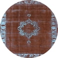 thumbnail image 1 of Ahgly Company Indoor Round Oriental Light Blue Industrial Area Rugs, 4' Round, 1 of 4