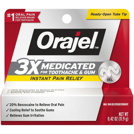 Orajel 3X Medicated For Toothache & Gum Gel, .42 (Best Toothache Medicine Over The Counter)