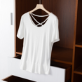 thumbnail image 2 of Hauts d'Épaule Ouverts pour les Femmes Chemise d'Été à Manches Courtes (M Blanc), 2 of 3