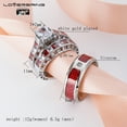thumbnail image 2 of Couples Rings Wedding Ring Sets 10kt White Gold Plated Red Ruby Cz Titanium band 3pc, 2 of 6
