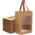 thumbnail image 1 of Bolsas de Regalo con Ventana Transparente, Bolsas de Papel Kraft Reutilizables con Asas y Ventana Transparente para Fiestas, Bodas, Cumpleaños y Negocios (Marrón-20P), 1 of 4