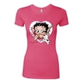 thumbnail image 2 of Wild Bobby Betty Boop Heart Blowing Kiss Dog Betty Boop Womens Slim Fit Junior Tee, Hot Pink, X-Large, 2 of 5