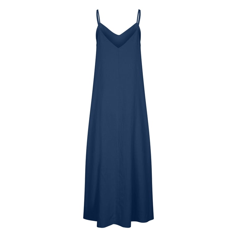 chinese dress ladies Gina Women's Linen Slip Dress | Pool Blue main image 1