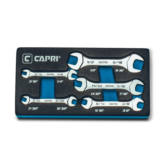 Capri Tools Slim Mini Open End Wrench Set, SAE, 3/16 to 9/16 in., 5-Piece