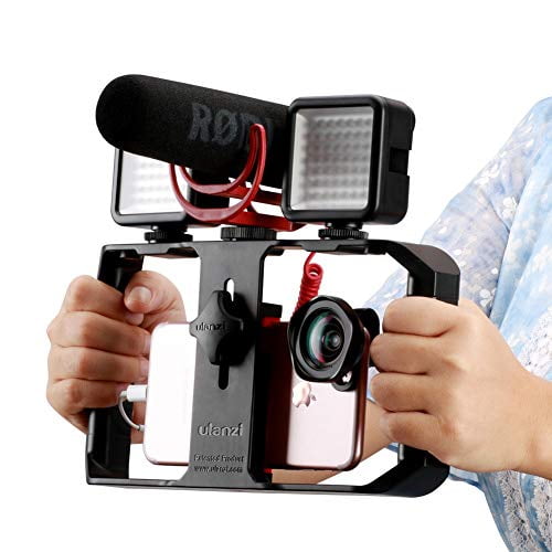 Full Phone Light Mic Rig Grip Handheld Video Flim Mount Tripod Stabilizer Smart 