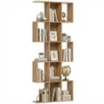 thumbnail image 1 of HOMCOM 5-Tier Bookshelf, S Shaped Geometric Bookcase, Oak, 1 of 10