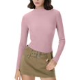 thumbnail image 2 of Women's Slim Fit Turtleneck Sweater, Lightweight Knit Pullover, Fall Winter Casual Top, Ribbed Knit Shirt, Everyday Basic Sweater, Cozy Crewneck Sweater Pink S, 2 of 6