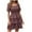 Coffee, variant on Lolmot Dresses for Women, Womens Popular Floral Summer Short Sleeved Layered Pleated Bohemian Dress