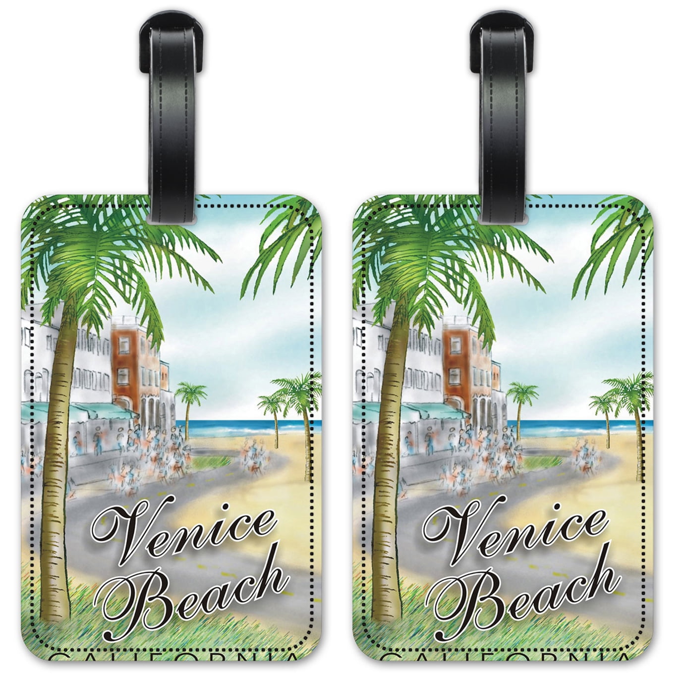 Venice Beach Luggage ID Tags / Suitcase Identification Cards Set of