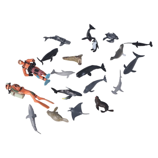 Sea Life Figures Toy, 20pcs Figuras de Mar Modelo Playset Realista Para El Aula para Niños