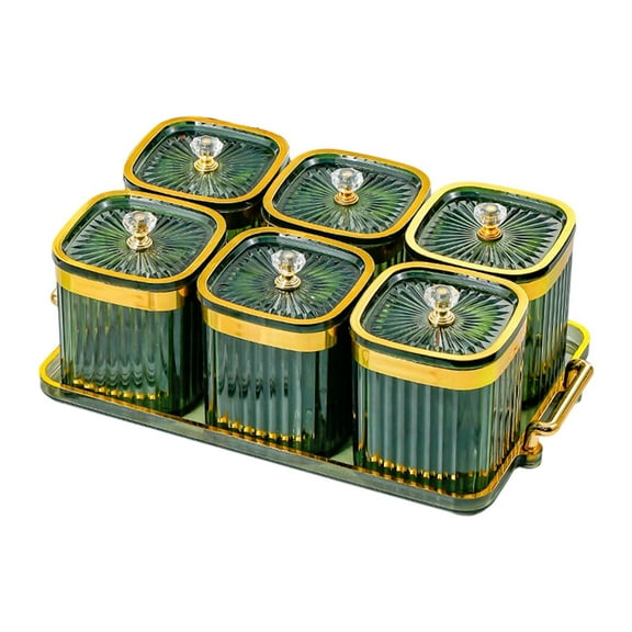yotijay Condiment Box with Lid and Tray Appetizer Plate and Sugar Container Divided Green