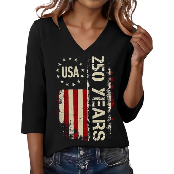 MEICHEN 250th Anniversary USA Shirt Crewneck Pullover Tops Women's Patriotic Shirts Short Sleeve T Shirt