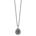 thumbnail image 2 of 925 Sterling Silver Spiga Wheat Necklace with Pendants Chain Shey Couture 14K Accent 18 Inch Antiqued Diamond and Pear Shaped Amethyst 19 mm, 2 of 5