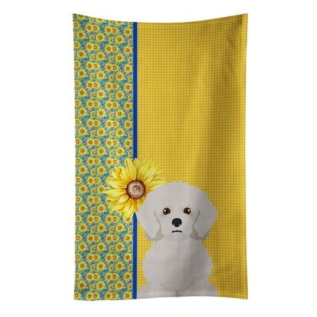 

Summer Sunflowers Bichon Frise Kitchen Towel 15 in x 25 in