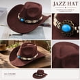thumbnail image 6 of Qwertyu Western Cowboy Hat for Men Women Classic Roll Up Fedora Hat Cowgirl Cap with Buckle Belt Coffee, 6 of 6