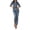 Blue, variant on SRZYMJ Women's Denim Jumpsuits Lapel Button Down Long Sleeves Casual Slim Fit Romper Pants