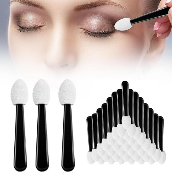 100PCS Eyeshadow Applicator Soft Type Non-Toxic Sponge 1.69IN Black Disposable Eyeshadow Brushes Portable and Comfortable Touch Easy Eye Makeup Perfect for Makeup Art And Parties